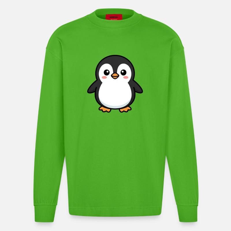 Adorable Penguin Pixel Pal - Manches longues bio épais oversize fabriqué en UE - Apple Neon