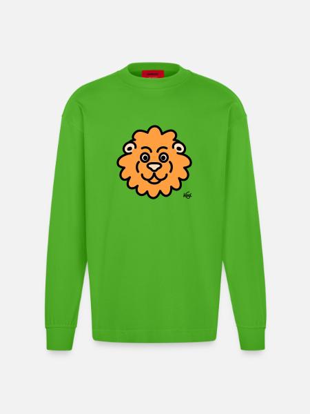 Lion Large - Heavyweight Oversized Organic Longsleeve Shirt Made in EU - Apple Neon