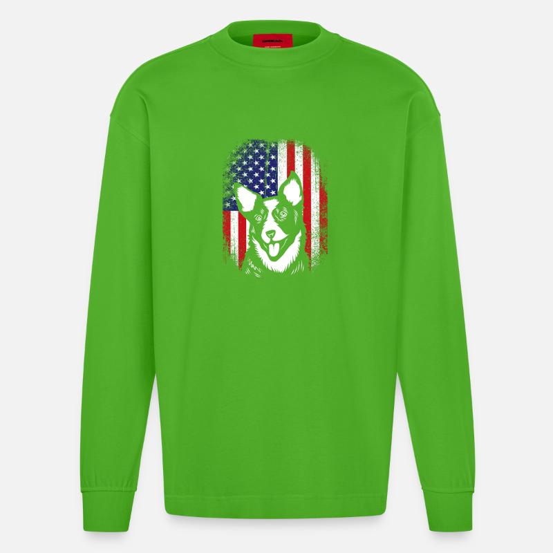 Bouvier australien chien - Manches longues bio épais oversize fabriqué en UE - Apple Neon