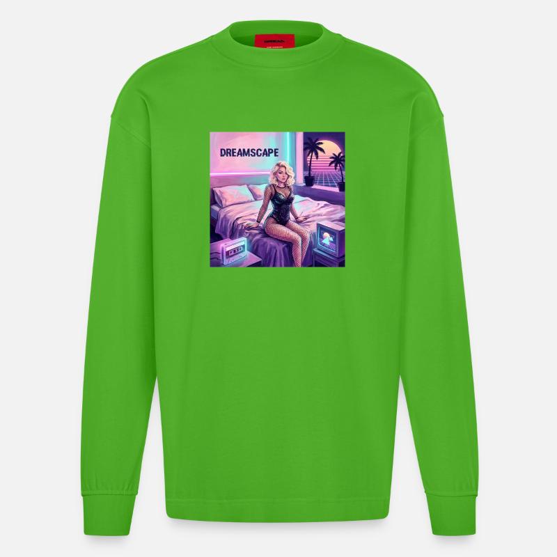 Dreamscape Neon Diva - Manches longues bio épais oversize fabriqué en UE - Apple Neon