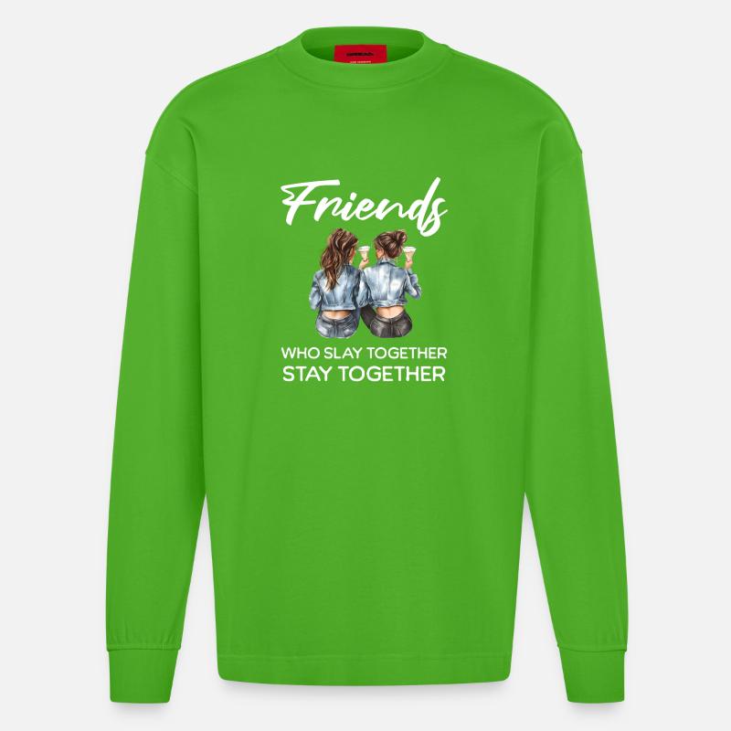 Les amis tuent ensemble - Manches longues bio épais oversize fabriqué en UE - Apple Neon