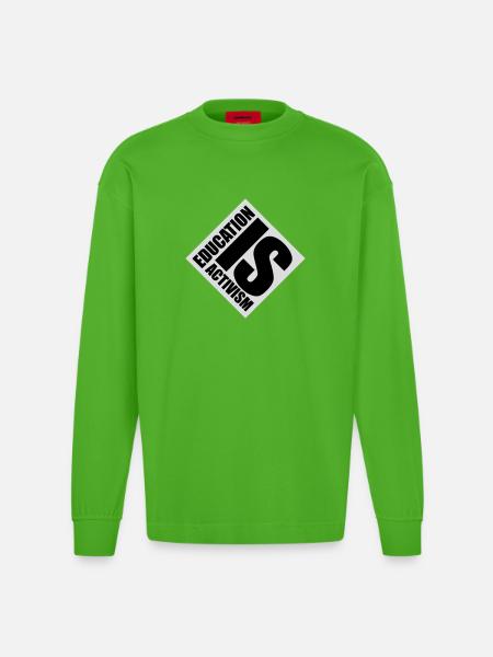 Education Is Activism Bildung Aktivismus Statement - Heavyweight Oversized Organic Longsleeve Shirt Made in EU - Apple Neon