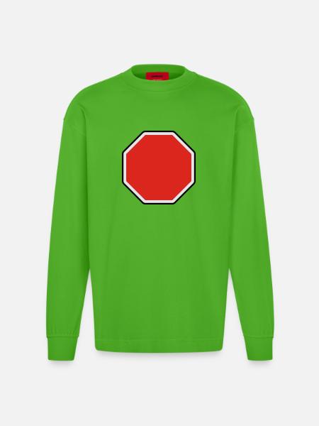 verkehrsschild - für eigenen text - Heavyweight Oversized Organic Longsleeve Shirt Made in EU - Apple Neon
