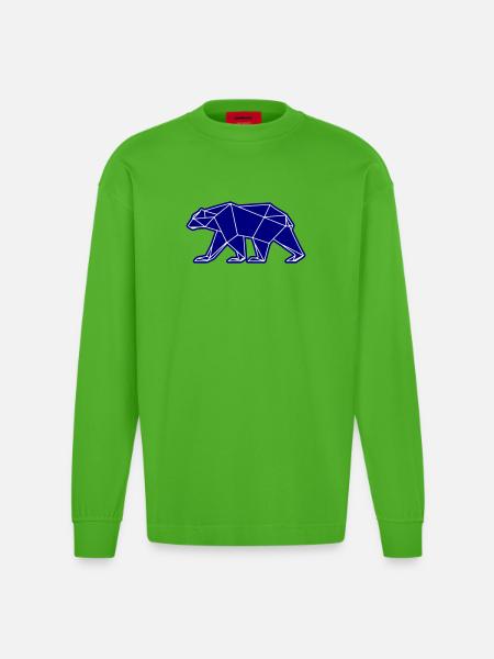 Polar Bear Polar Bear Polygon Icon - Heavyweight Oversized Organic Longsleeve Shirt Made in EU - Apple Neon