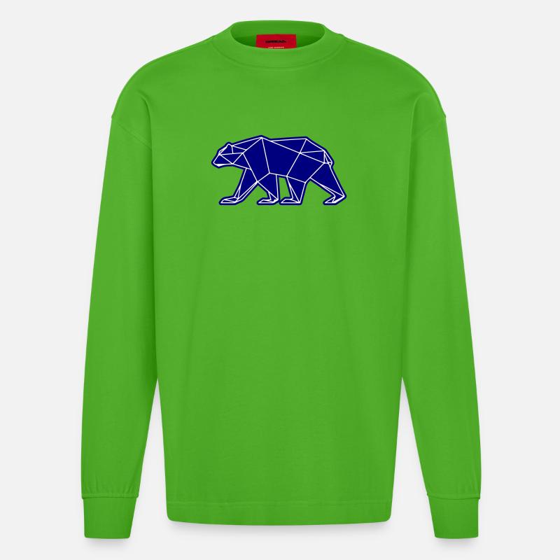 Eisbär Polar Bär Polygon Symbol - Heavyweight Oversized Organic Langarmshirt Made in EU - Apple Neon