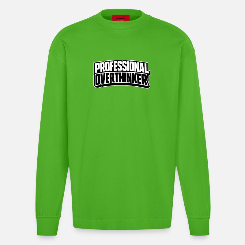 PROFESSIONAL OVERTHINKER INTROVERT - Heavyweight Oversized Organic Langarmshirt Made in EU - Apple Neon