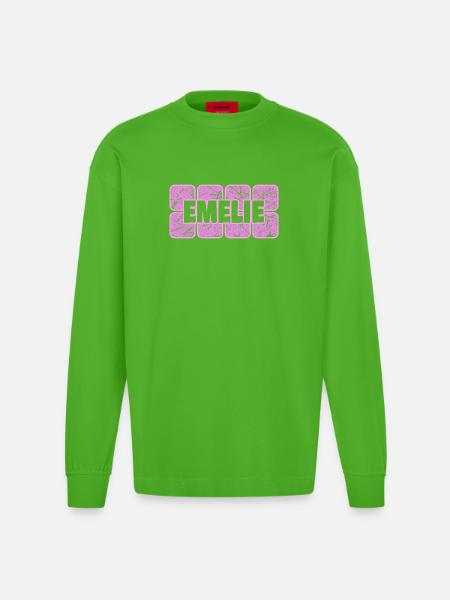 Geschenk für Emelie - Heavyweight Oversized Organic Langarmshirt Made in EU - Apple Neon