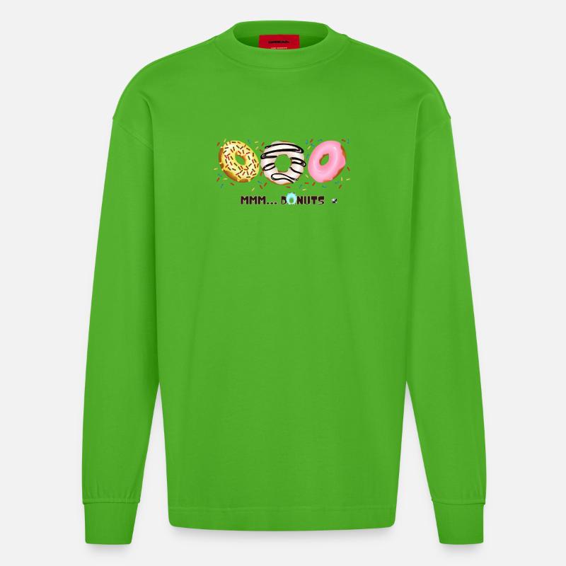 Glasierte Donuts mit Sprinkles Abbildung - Heavyweight Oversized Organic Langarmshirt Made in EU - Apple Neon