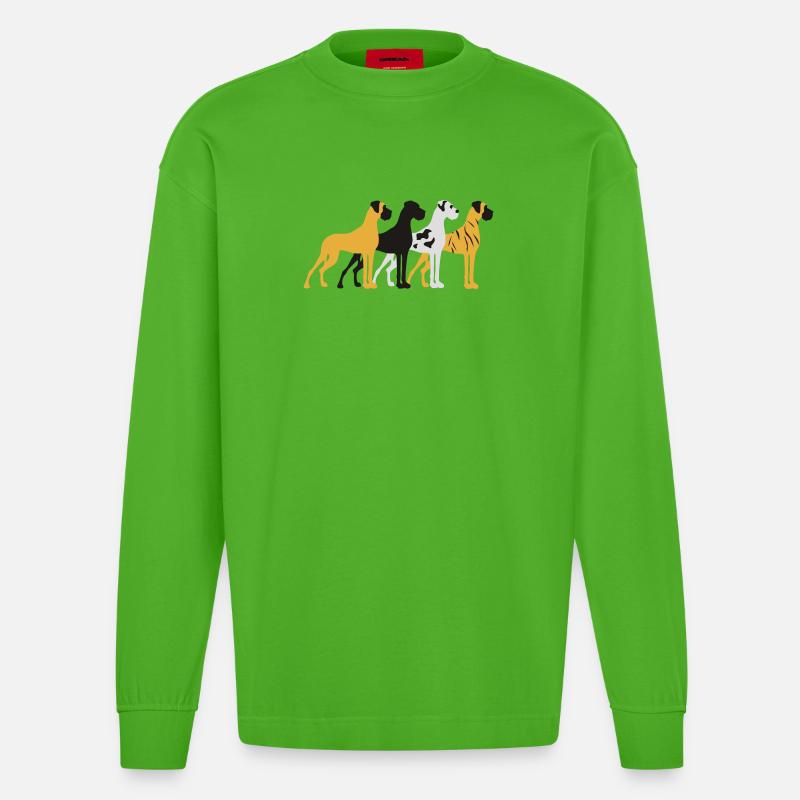 Vier Grundfarben Dogge - Heavyweight Oversized Organic Langarmshirt Made in EU - Apple Neon