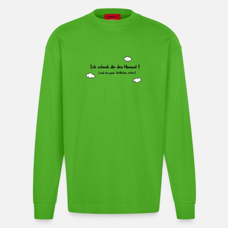 Ich schenk dir den Himmel - Heavyweight Oversized Organic Langarmshirt Made in EU - Apple Neon