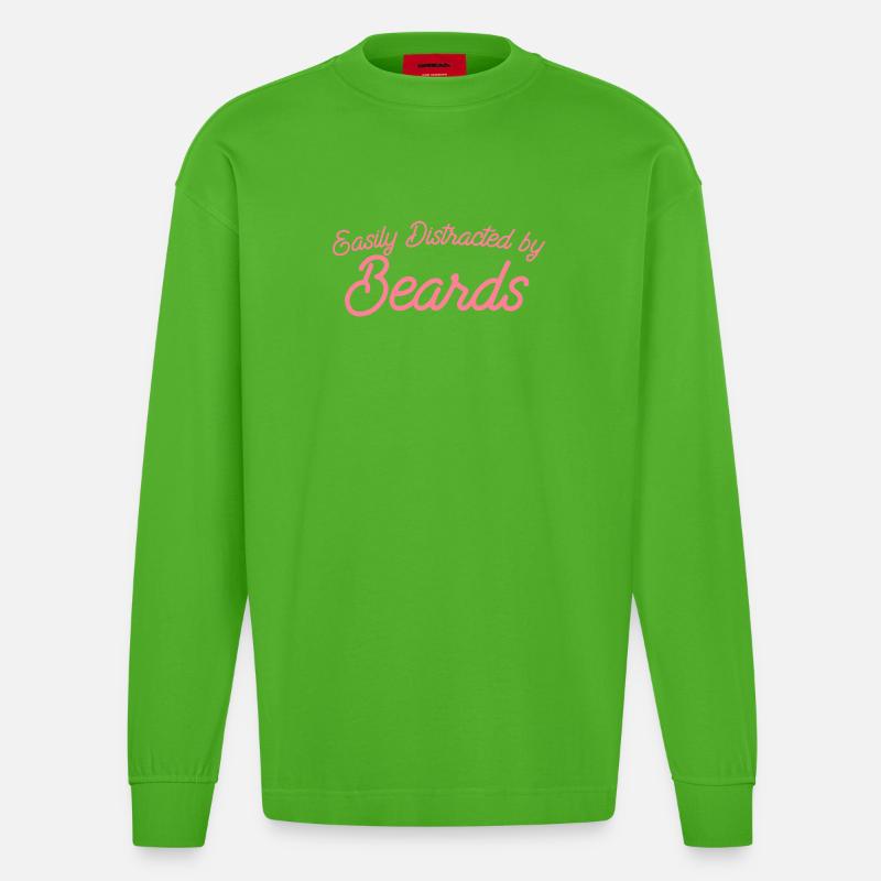 Easily Distracted by Beards - Heavyweight Oversized Organic Longsleeve Shirt Made in EU - Apple Neon