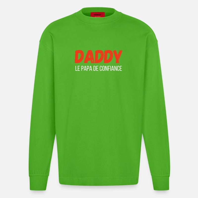 Daddy, der vertraute Papa – Geschenkidee - Heavyweight Oversized Organic Langarmshirt Made in EU - Apple Neon