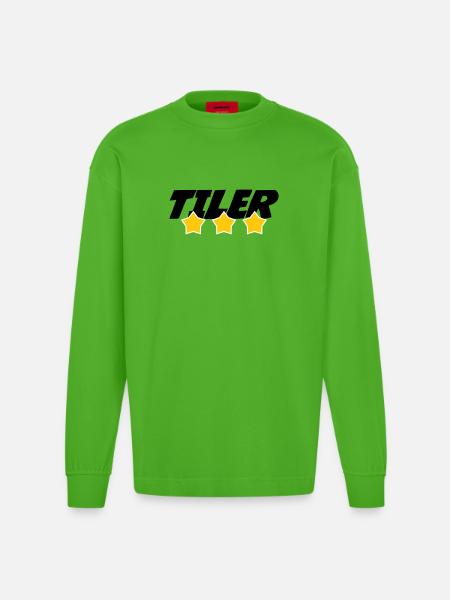 Tiler – pro tile laying precision trade - Heavyweight Oversized Organic Longsleeve Shirt Made in EU - Apple Neon
