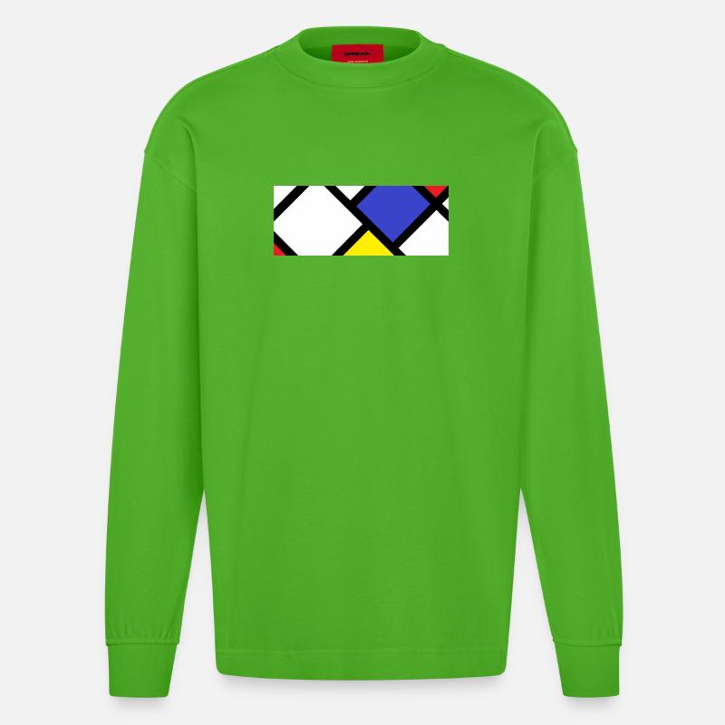 Contre-composition selon « De Stijl » - Manches longues bio épais oversize fabriqué en UE - Apple Neon