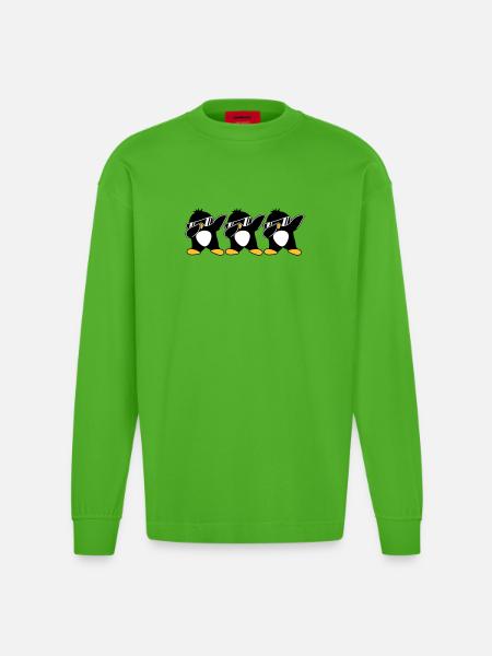 Dab Team Penguin - Heavyweight Oversized Organic Longsleeve Shirt Made in EU - Apple Neon