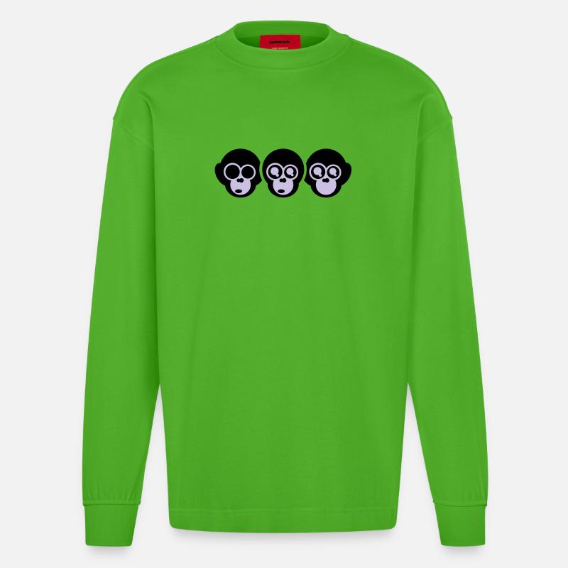 trois singes - Manches longues bio épais oversize fabriqué en UE - Apple Neon