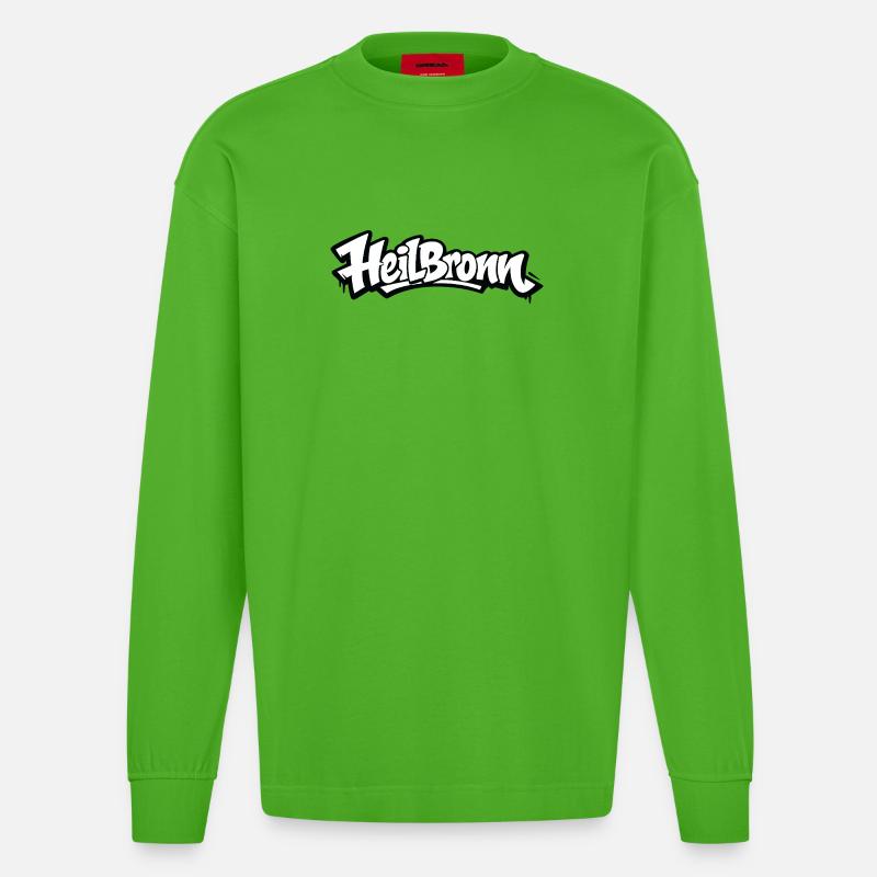 Heilbronn Graffiti Logo Tee - Heavyweight Oversized Organic Langarmshirt Made in EU - Apple Neon