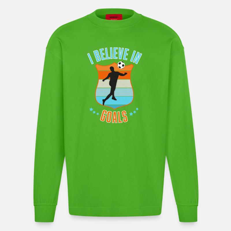 Fußball-Tore Mantra - Heavyweight Oversized Organic Langarmshirt Made in EU - Apple Neon