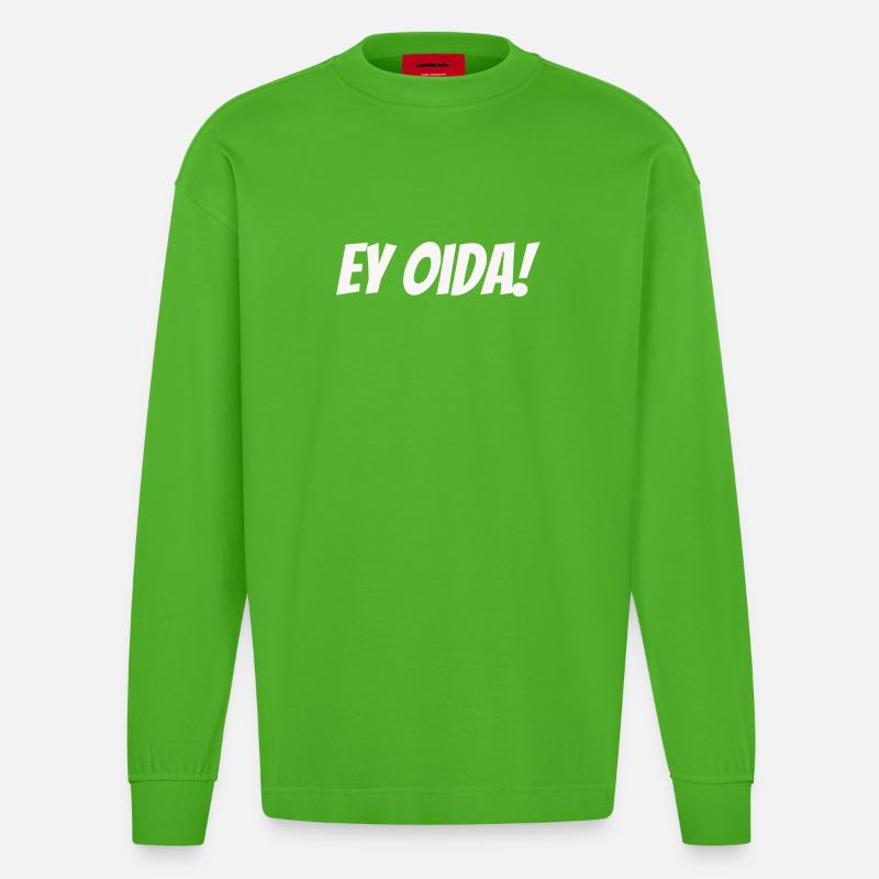 Ey Oida! – Dialekt Deluxe - Heavyweight Oversized Organic Langarmshirt Made in EU - Apple Neon