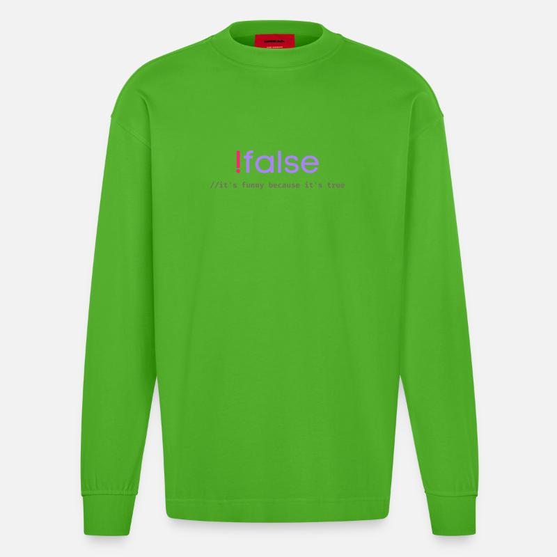 Ifalse Funny Coder Programming Pun - Heavyweight Oversized Organic Longsleeve Shirt Made in EU - Apple Neon
