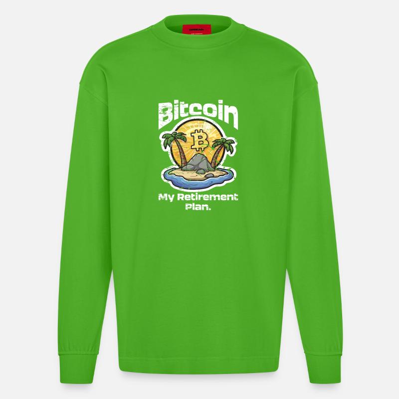 Plan Bitcoin - Heavyweight Oversized Organic Langarmshirt Made in EU - Apple Neon