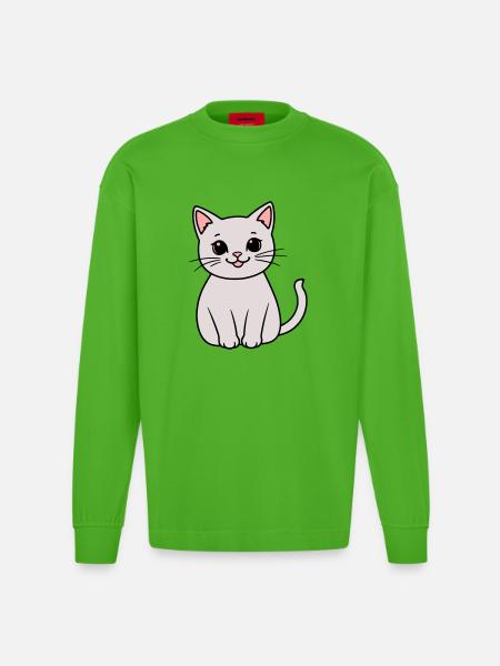 gray kitten - Heavyweight Oversized Organic Longsleeve Shirt Made in EU - Apple Neon