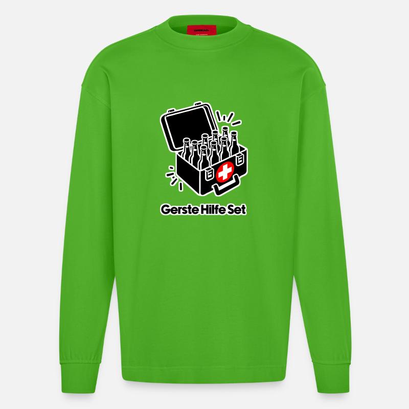 Gerste Hilfe Kasten - Heavyweight Oversized Organic Langarmshirt Made in EU - Apple Neon