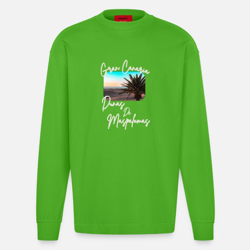 Dunas de Maspalomas – Gran Canaria’s - Heavyweight Oversized Organic Langarmshirt Made in EU - Apple Neon