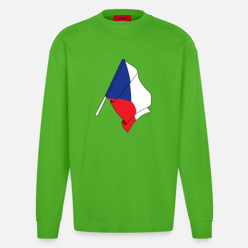 Flagge der Tschechischen Republik - Heavyweight Oversized Organic Langarmshirt Made in EU - Apple Neon