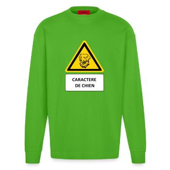 Dog character - Heavyweight Oversized Organic Longsleeve Shirt Made in EU - Apple Neon - Front