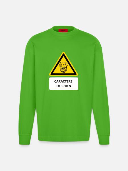 Dog character - Heavyweight Oversized Organic Longsleeve Shirt Made in EU - Apple Neon