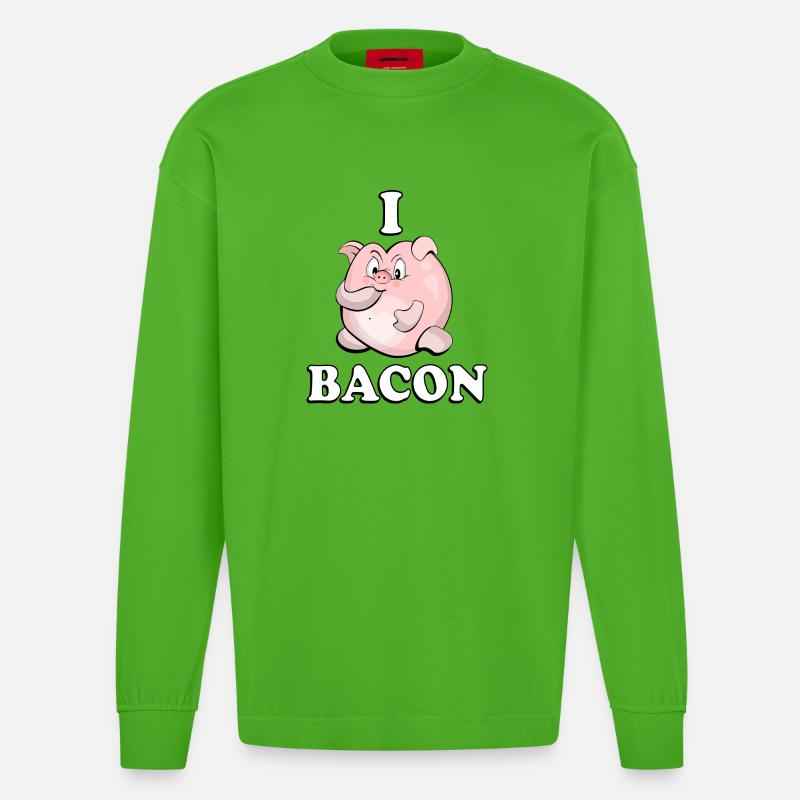 Bacon Pig - Heavyweight Oversized Organic Longsleeve Shirt Made in EU - Apple Neon
