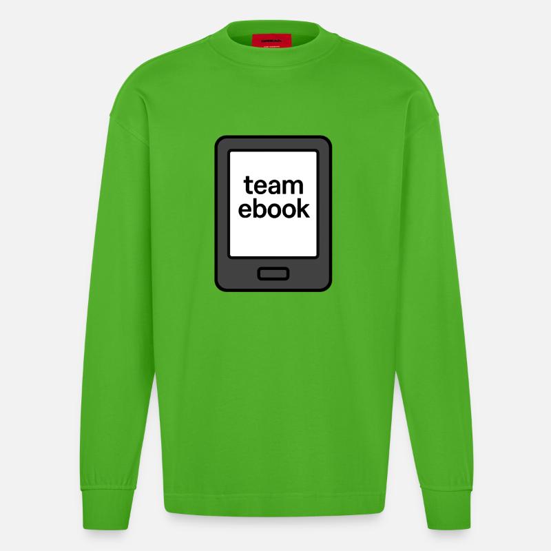 À quelle équipe appartiens-tu ? - Équipe eBook-Reader - Manches longues bio épais oversize fabriqué en UE - Apple Neon