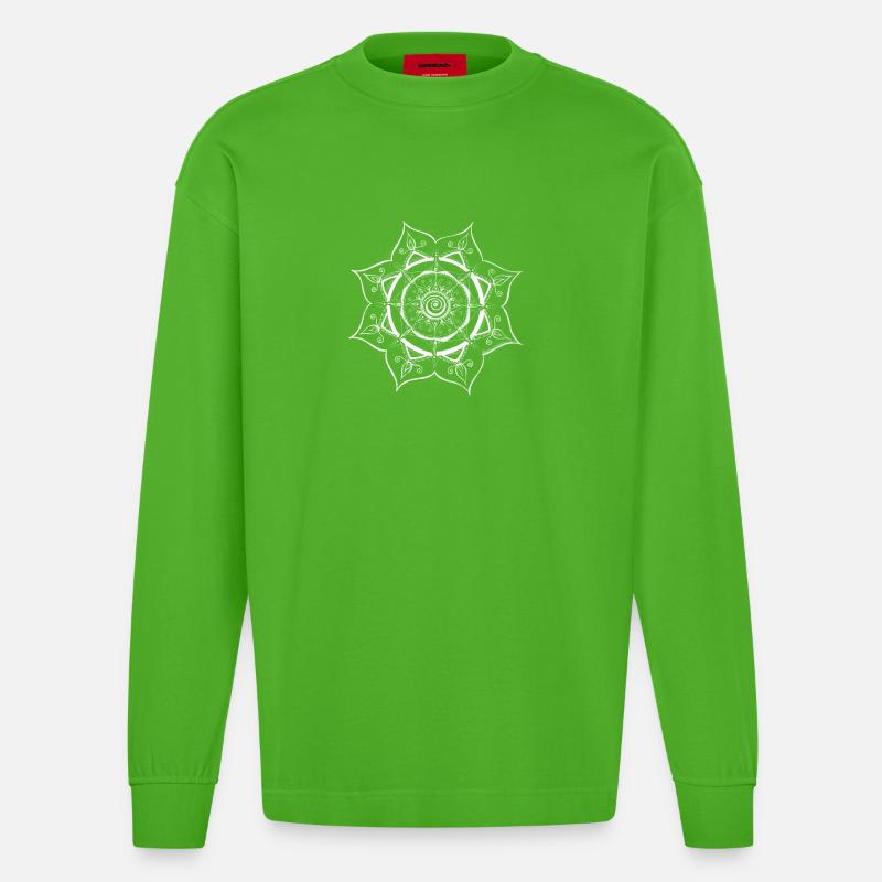 Conception de toile d’araignée Mandala - Manches longues bio épais oversize fabriqué en UE - Apple Neon