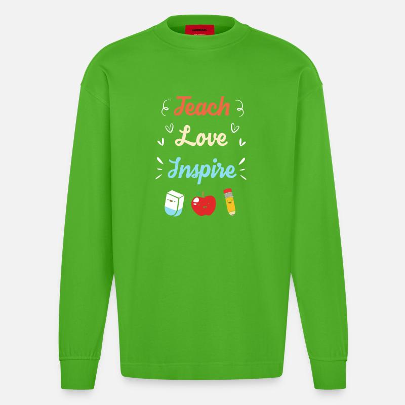 Sonderschule Lehrer Förderschule Pädagoge - Heavyweight Oversized Organic Langarmshirt Made in EU - Apple Neon