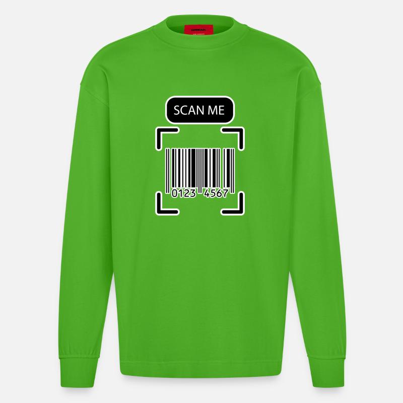 SCAN ME Barcode Funny Design - Heavyweight Oversized Organic Longsleeve Shirt Made in EU - Apple Neon