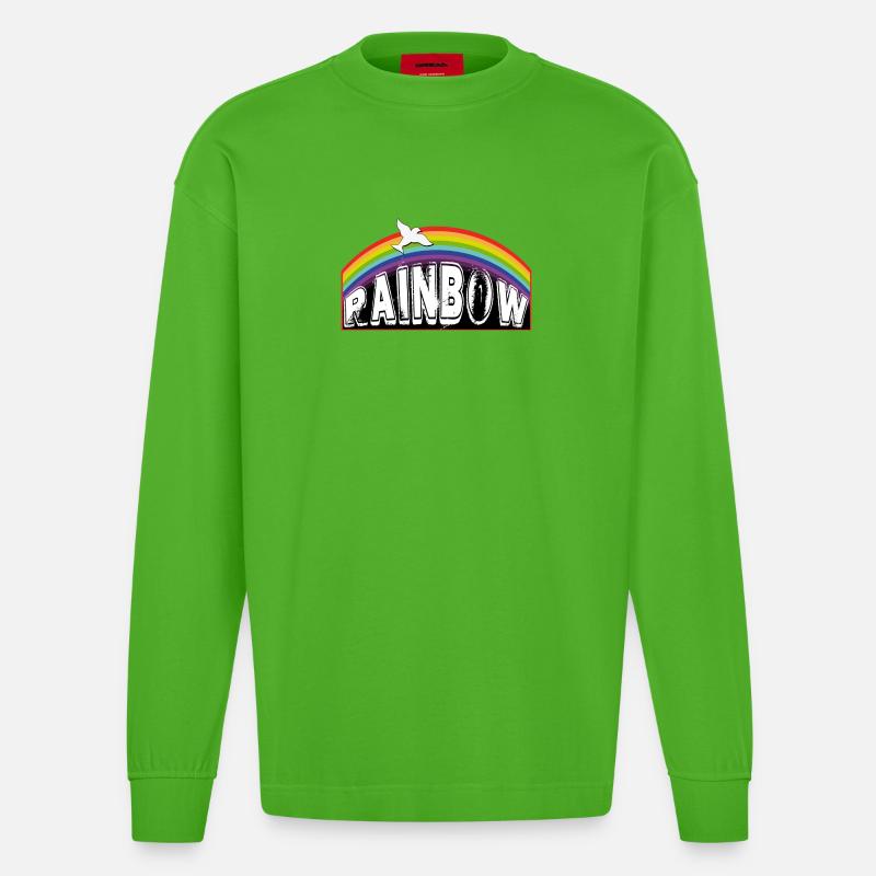 RAINBOW Schriftzug mit Taube - Heavyweight Oversized Organic Langarmshirt Made in EU - Apple Neon