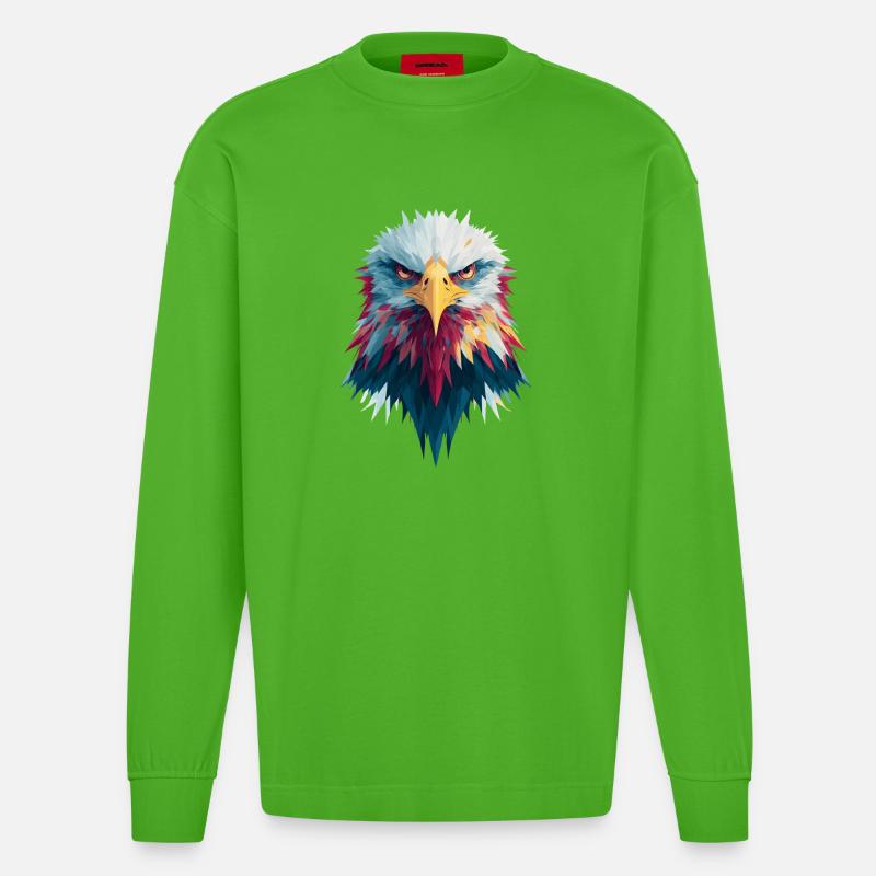 Impressive eagle piercing gaze - Heavyweight Oversized Organic Longsleeve Shirt Made in EU - Apple Neon