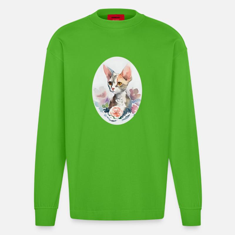 Devon Rex - Heavyweight Oversized Organic Langarmshirt Made in EU - Apple Neon