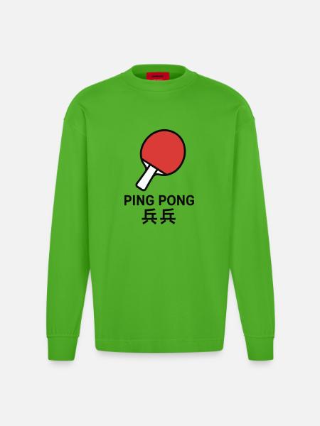 Ping-Pong Racket - Table Tennis - Heavyweight Oversized Organic Longsleeve Shirt Made in EU - Apple Neon