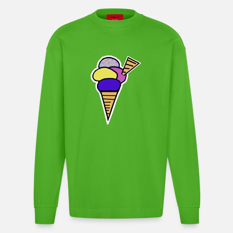 Eiswaffel Eiscreme Eis Kinder Retro - Heavyweight Oversized Organic Longsleeve Shirt Made in EU - Apple Neon