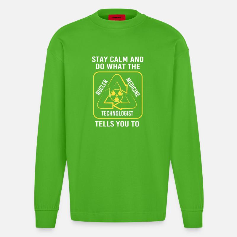 Radiologie Nuklear Atom Nuklearmedizin - Heavyweight Oversized Organic Langarmshirt Made in EU - Apple Neon