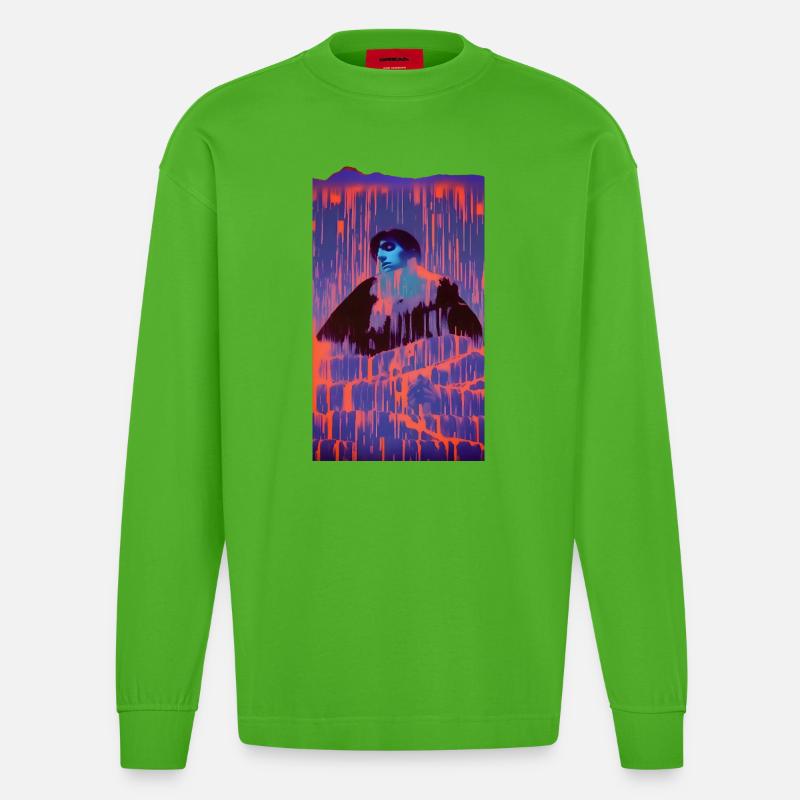 sleeping - Heavyweight Oversized Organic Langarmshirt Made in EU - Apple Neon