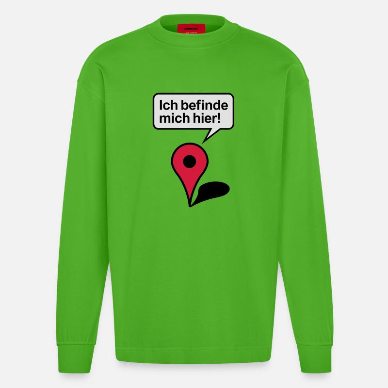 Ich befinde mich hier Google Maps - Heavyweight Oversized Organic Langarmshirt Made in EU - Apple Neon