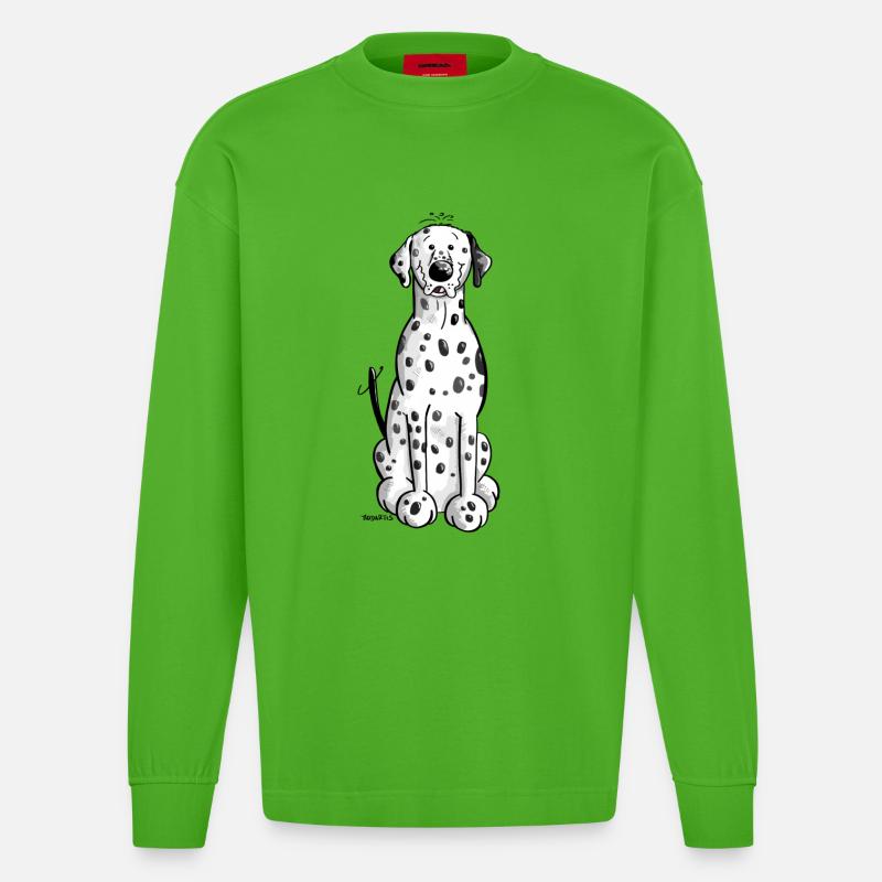Drolliger Dalmatiner - Heavyweight Oversized Organic Langarmshirt Made in EU - Apple Neon