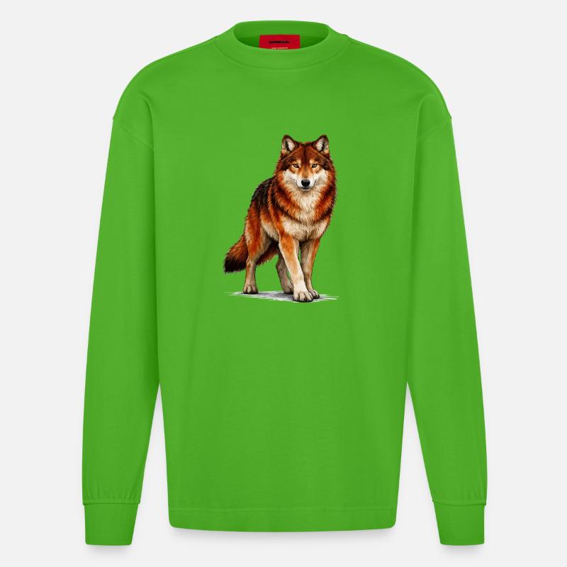 wolf - Heavyweight Oversized Organic Langarmshirt Made in EU - Apple Neon