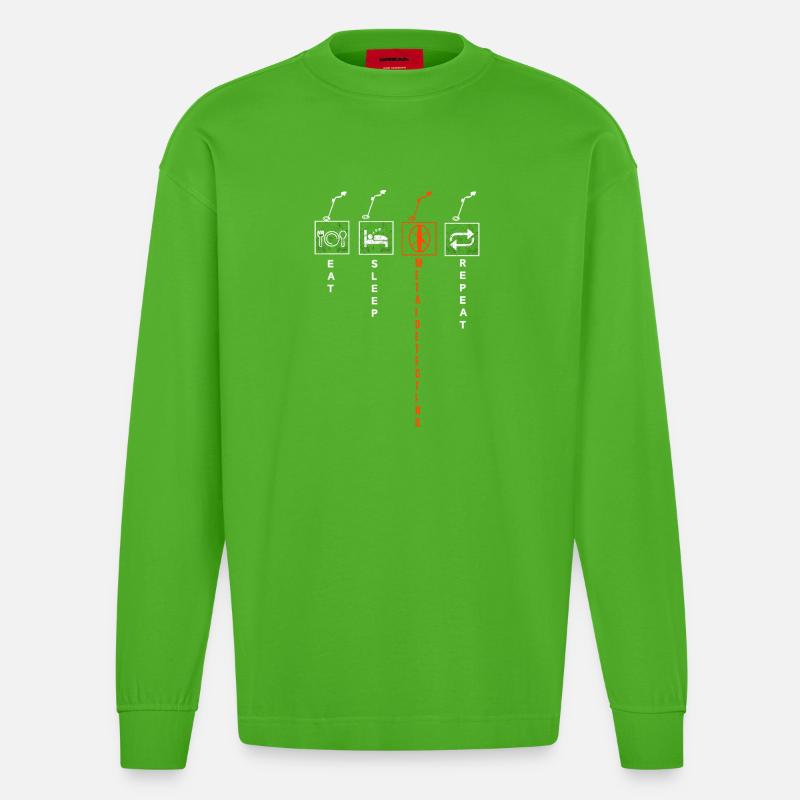 Eat_Sleep_Metaldetecting_repeat - Heavyweight Oversized Organic Langarmshirt Made in EU - Apple Neon