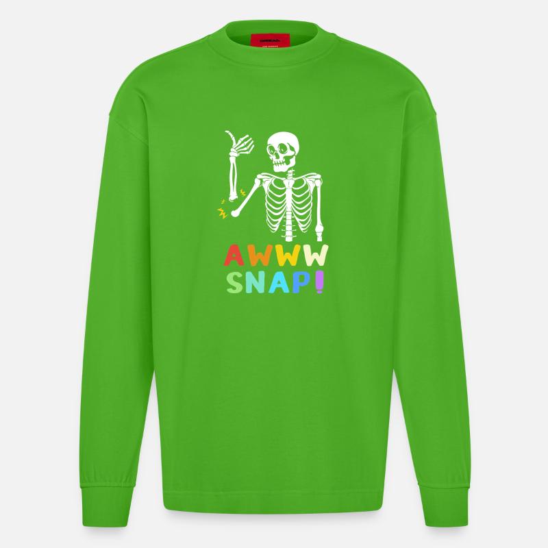 Knochenbruch Halloween Skelett Knochen Armbruch - Heavyweight Oversized Organic Langarmshirt Made in EU - Apple Neon