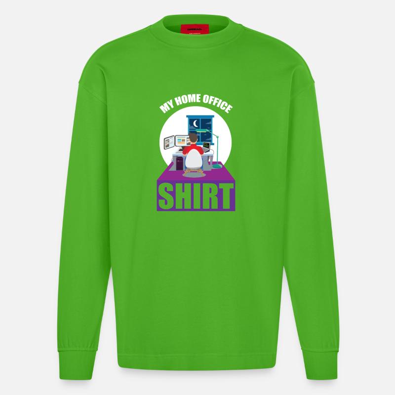 Night Shift Coder Programmer Desk Graphic - Heavyweight Oversized Organic Longsleeve Shirt Made in EU - Apple Neon