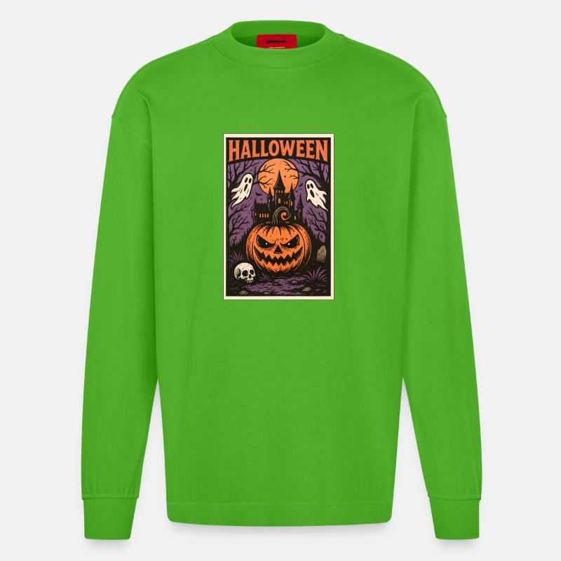 Classic Halloween - Heavyweight Oversized Organic Langarmshirt Made in EU - Apple Neon
